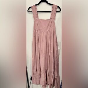 Hem & Thread Soft Pink Ruffled-Strap Maxi Dress